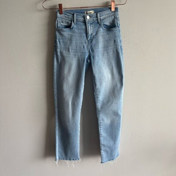 L Agence Women Denim Straight Leg High Waist Light Wash Jeans Naughty Blue Size2 - Picture 1 of 9